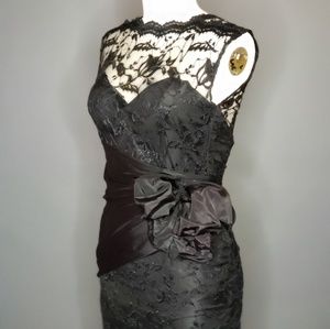 Vintage 1950's Satin & Lace Wiggle Dress
